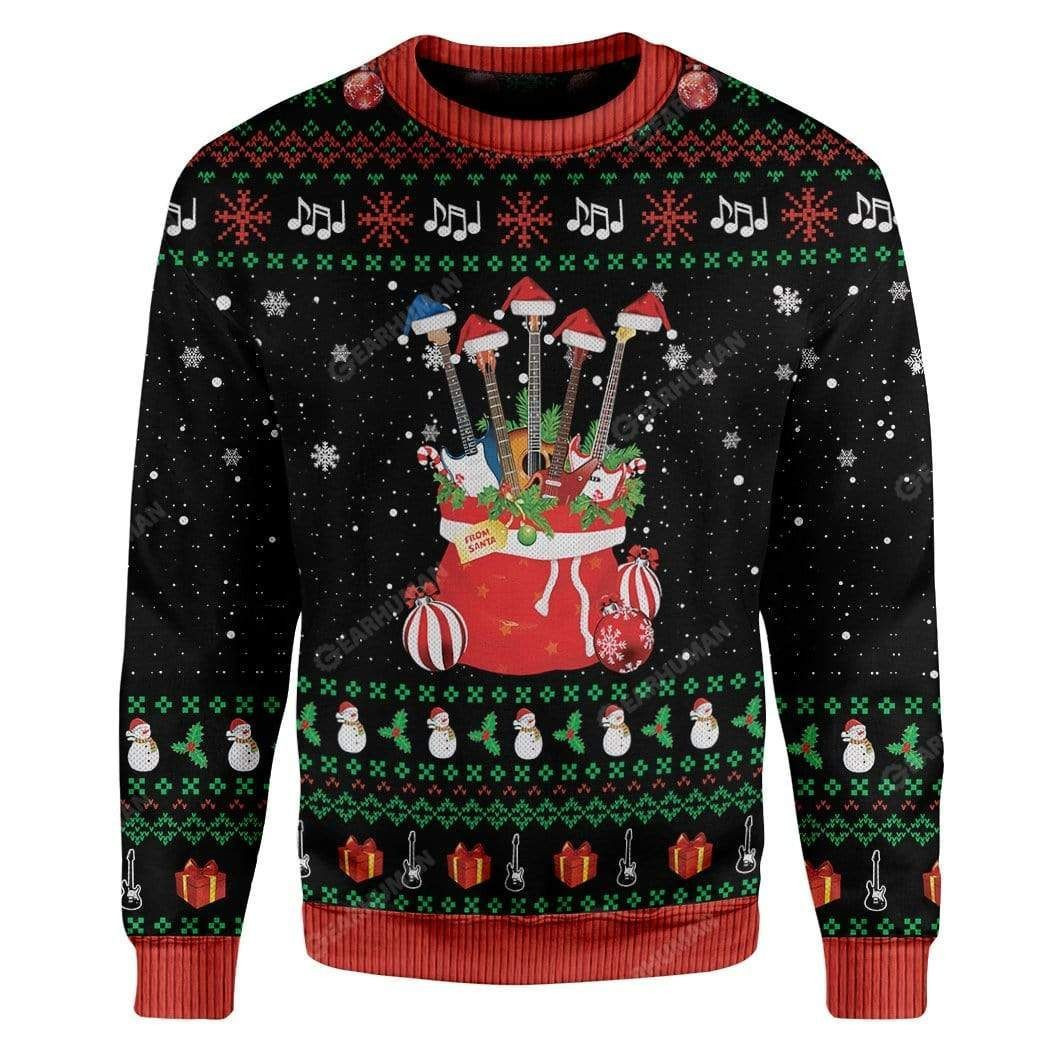 Guitars Santa Ugly Christmas Sweater,