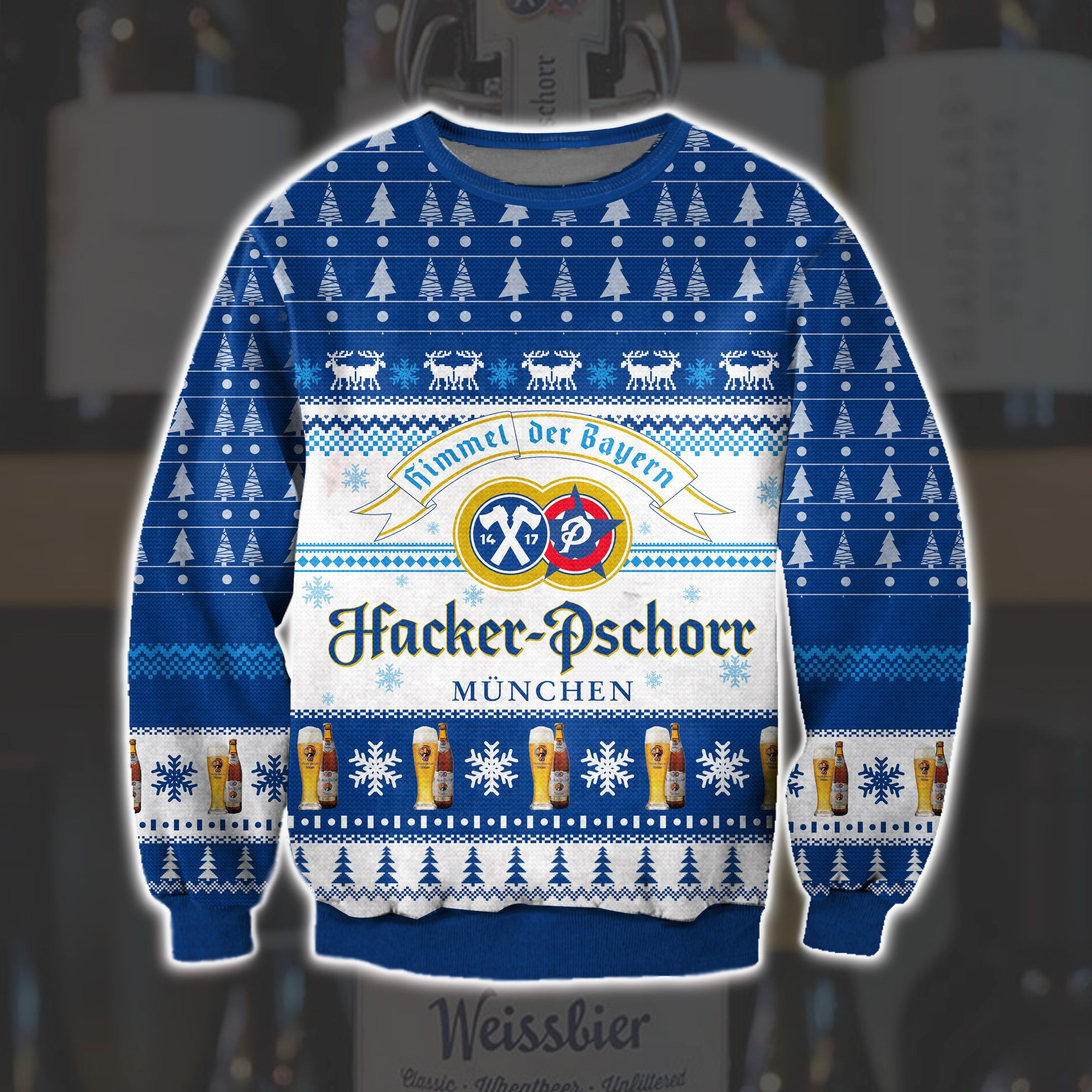 Hacker-Pschorr Beer 3D Print Ugly Christmas Sweater