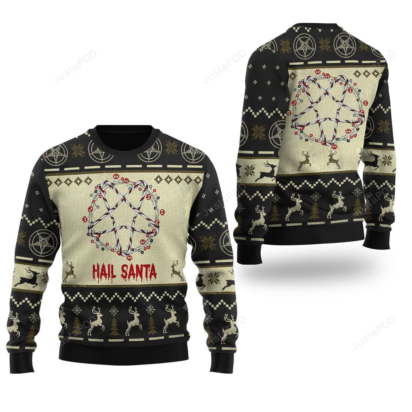 Hail Santa Pentagram Ugly Christmas Sweater, Perfect Holiday Gift