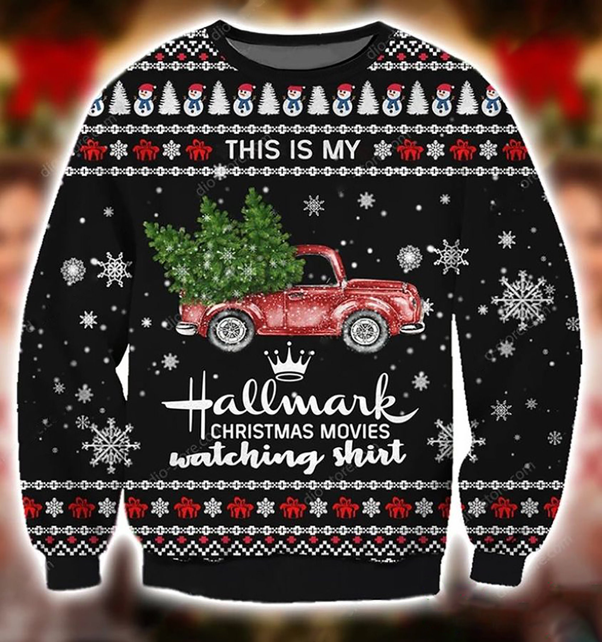 Hallmark Christmas Movies Pattern Christmas Ugly Christmas Sweater
