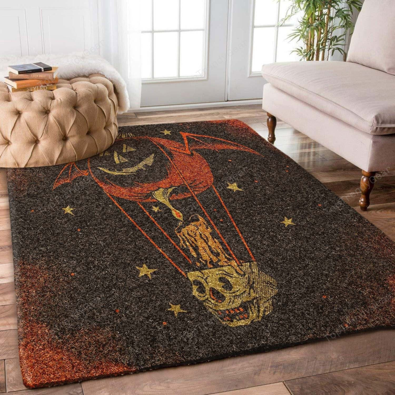 Halloween Candle Skull Painting 3D Rectangle Area Rug – Full Print Carpet For Living Room & Bedroom Home Decor