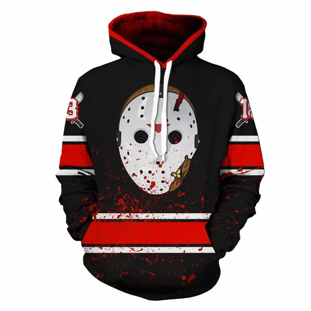 Halloween Friday 13Th Jason Voorhees Stripe 3D All Over Print Hoodie & Zip Hoodie