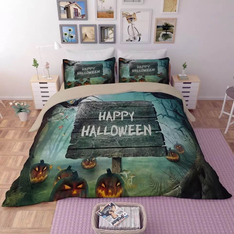 Halloween Horro Pumpkin Ghost Duvet Cover Quilt Cover Pillowcase Bedding Set Bed Linen Home Bedroom Decor
