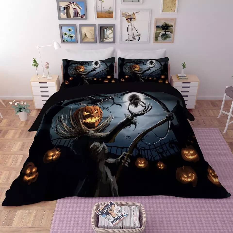 Halloween Horro Pumpkin Ghost Duvet Cover Quilt Cover Pillowcase Bedding Set Bed Linen Home Bedroom Decor