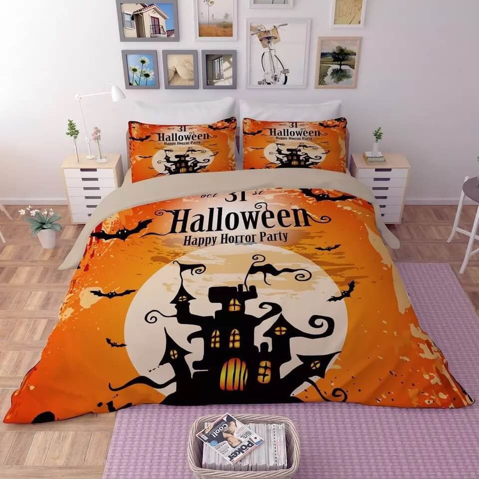 Halloween Horro Pumpkin Ghost Duvet Cover Quilt Cover Pillowcase Bedding Set Bed Linen Home Bedroom Decor