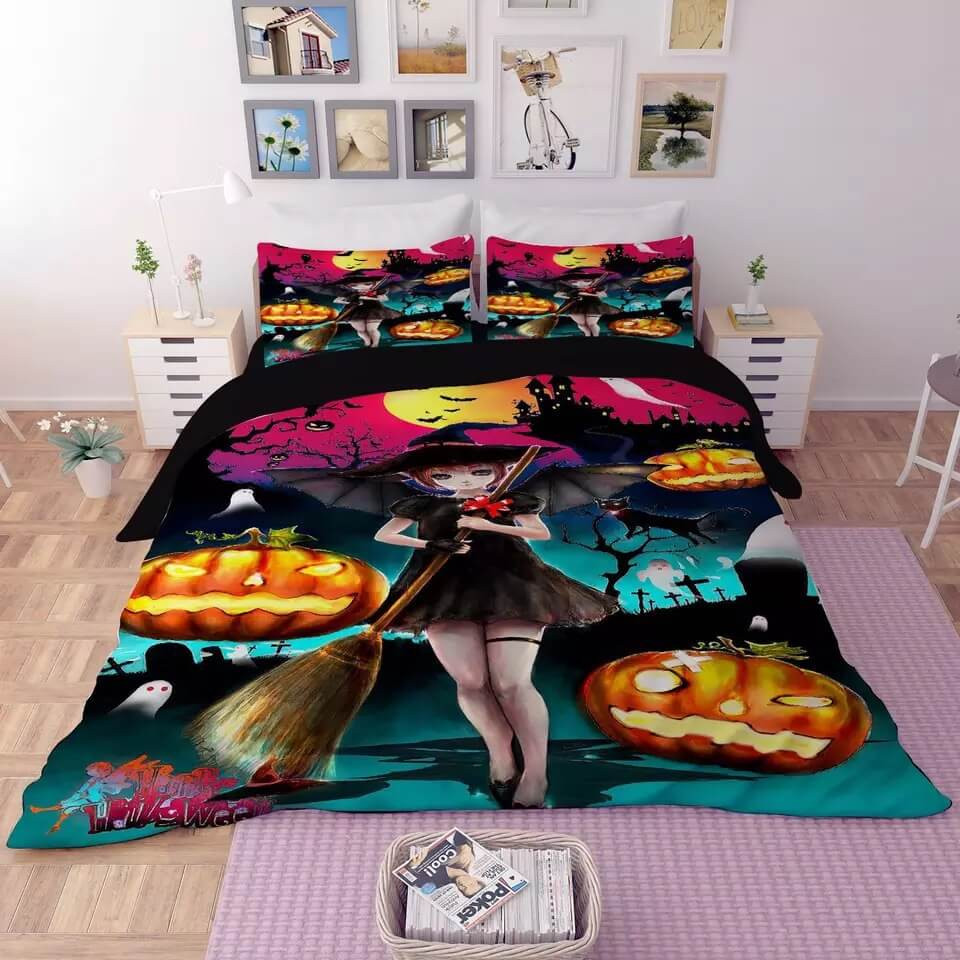 Halloween Horro Pumpkin Ghost Duvet Cover Quilt Cover Pillowcase Bedding Set Bed Linen Home Bedroom Decor