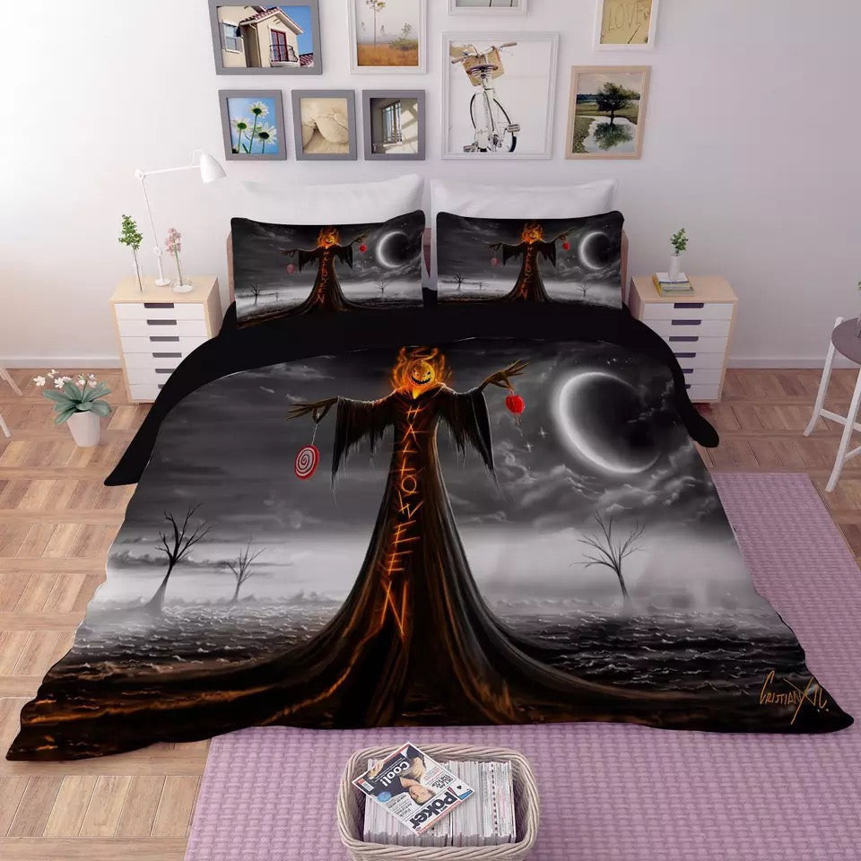 Halloween Horro Pumpkin Ghost Duvet Cover Quilt Cover Pillowcase Bedding Set Bed Linen Home Bedroom Decor
