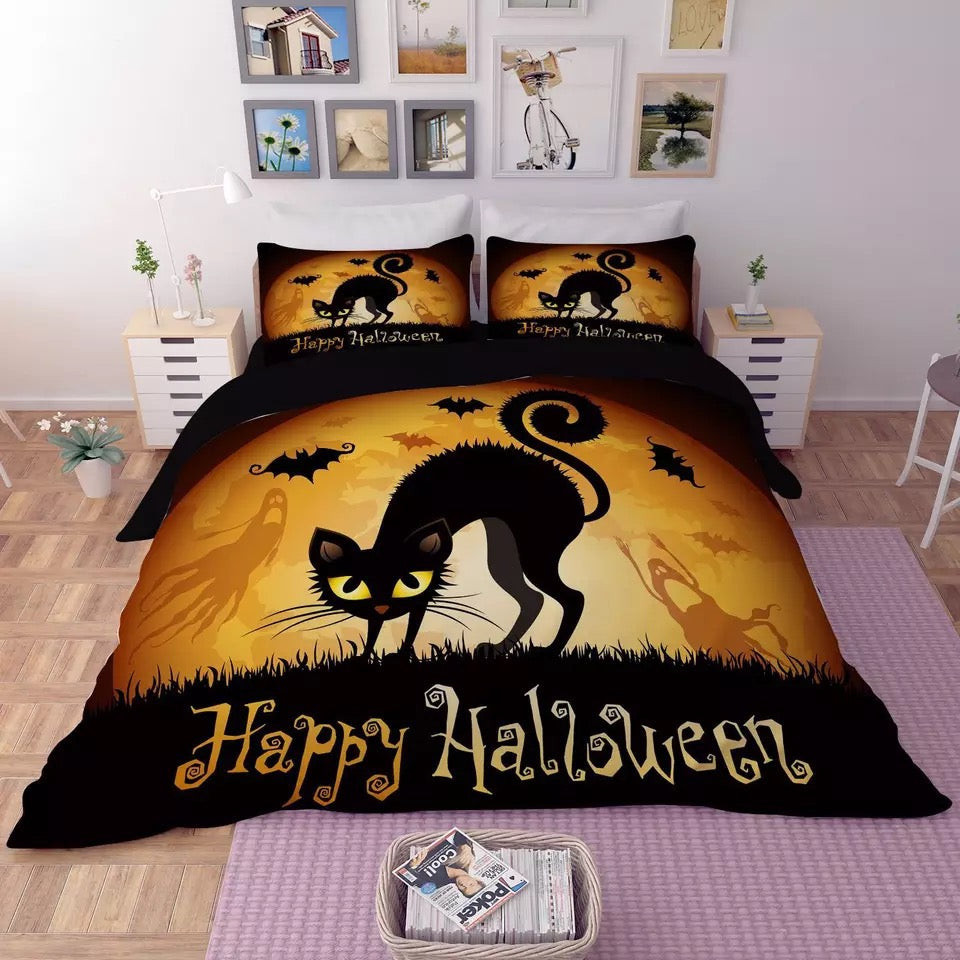 Halloween Horro Pumpkin Ghost Duvet Cover Quilt Cover Pillowcase Bedding Set Bed Linen Home Bedroom Decor