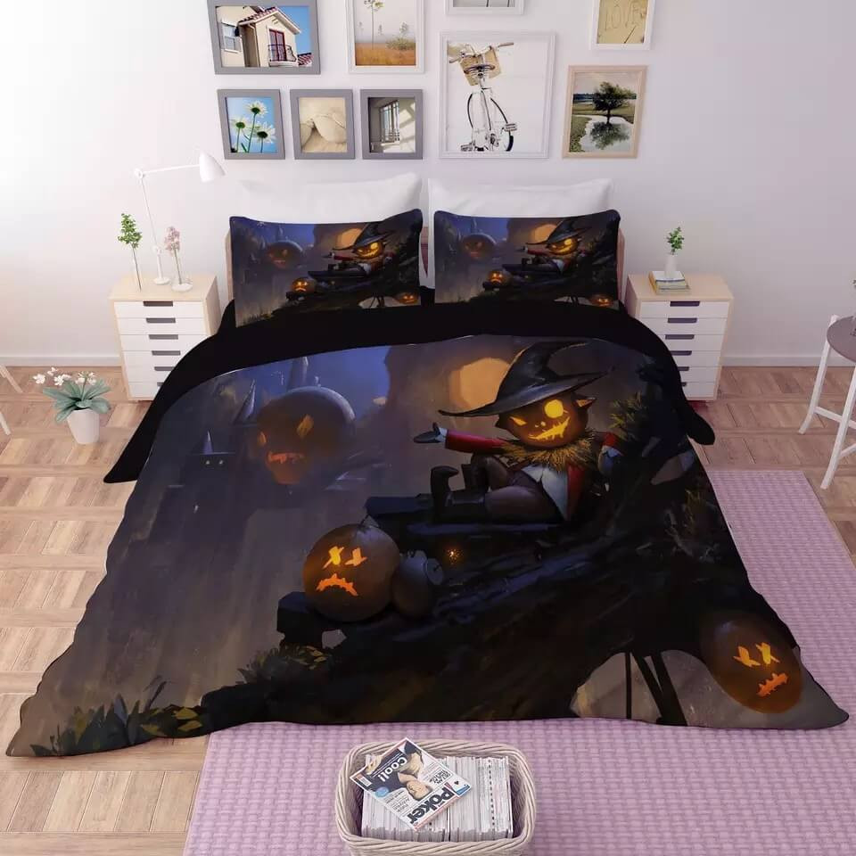 Halloween Horro Pumpkin Ghost Duvet Cover Quilt Cover Pillowcase Bedding Set Bed Linen Home Bedroom Decor