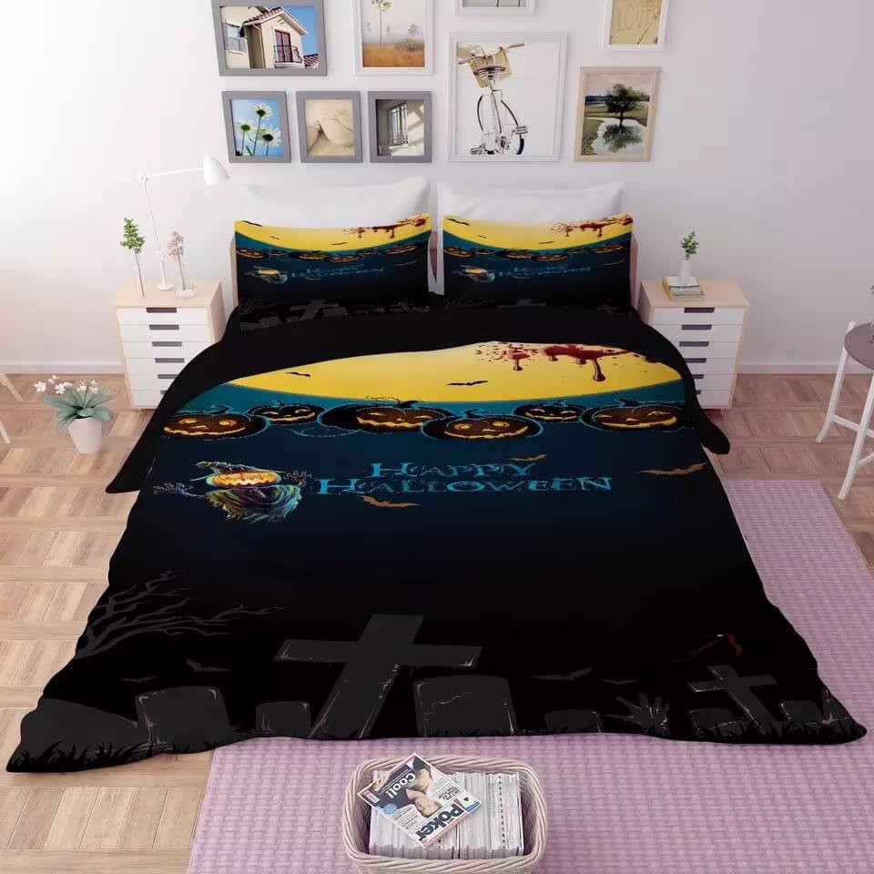 Halloween Horro Pumpkin Ghost Duvet Cover Quilt Cover Pillowcase Bedding Set Bed Linen Home Bedroom Decor