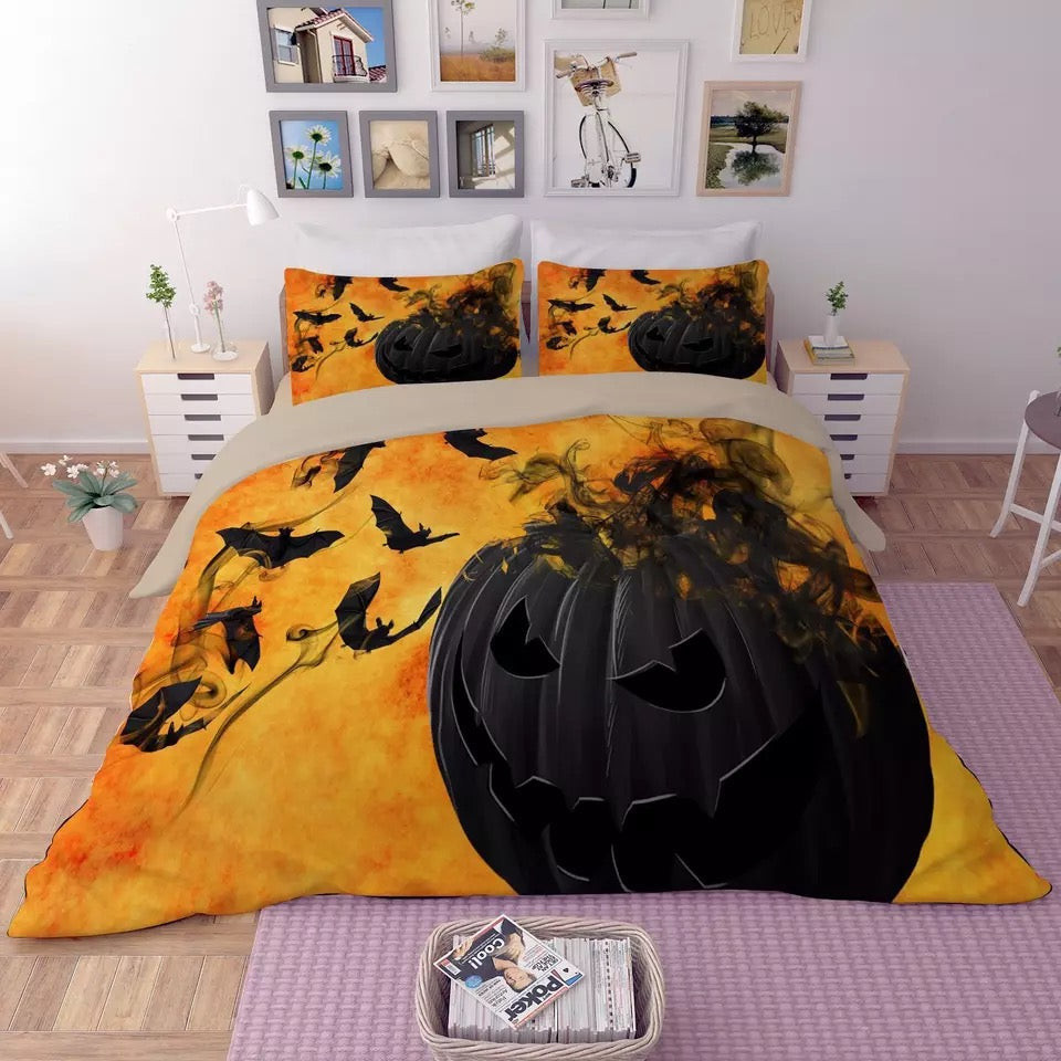Halloween Horro Pumpkin Ghost Duvet Cover Quilt Cover Pillowcase Bedding Set Bed Linen Home Bedroom Decor