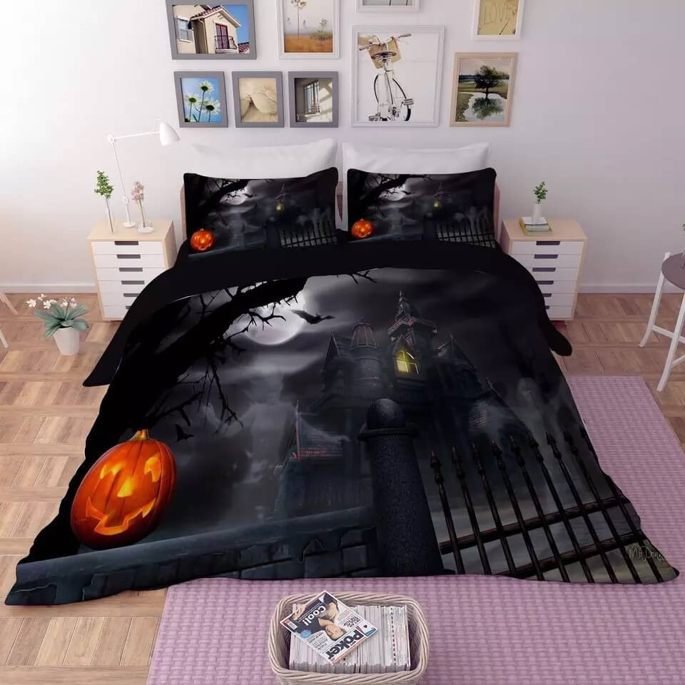 Halloween Horro Pumpkin Ghost Duvet Cover Quilt Cover Pillowcase Bedding Set Bed Linen Home Bedroom Decor