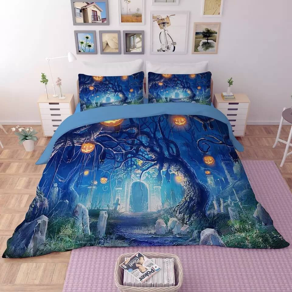 Halloween Horro Pumpkin Ghost Duvet Cover Quilt Cover Pillowcase Bedding Set Bed Linen Home Bedroom Decor