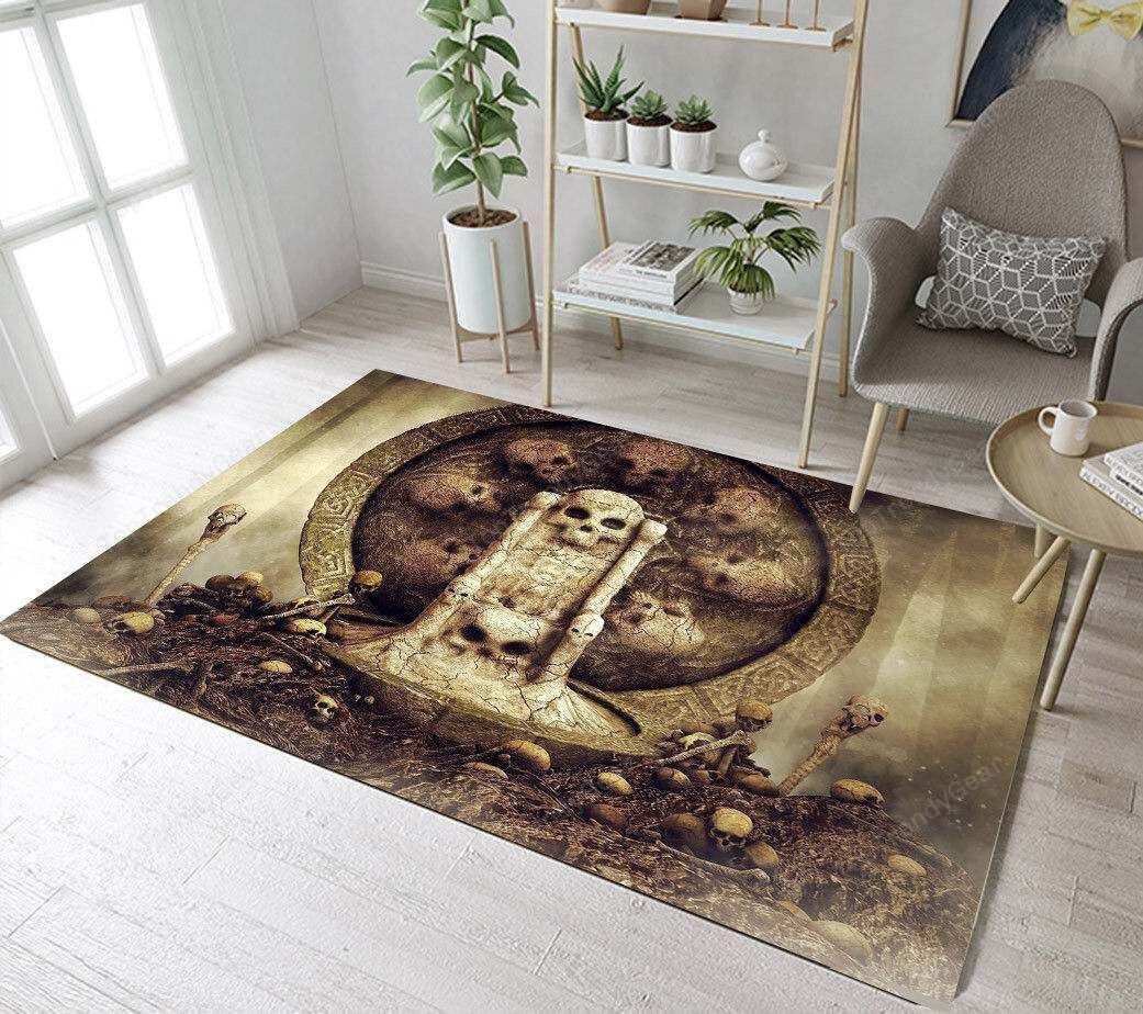 Halloween King Skull Scary 3D Rectangle Area Rug – Full Print Carpet For Living Room & Bedroom Home Decor