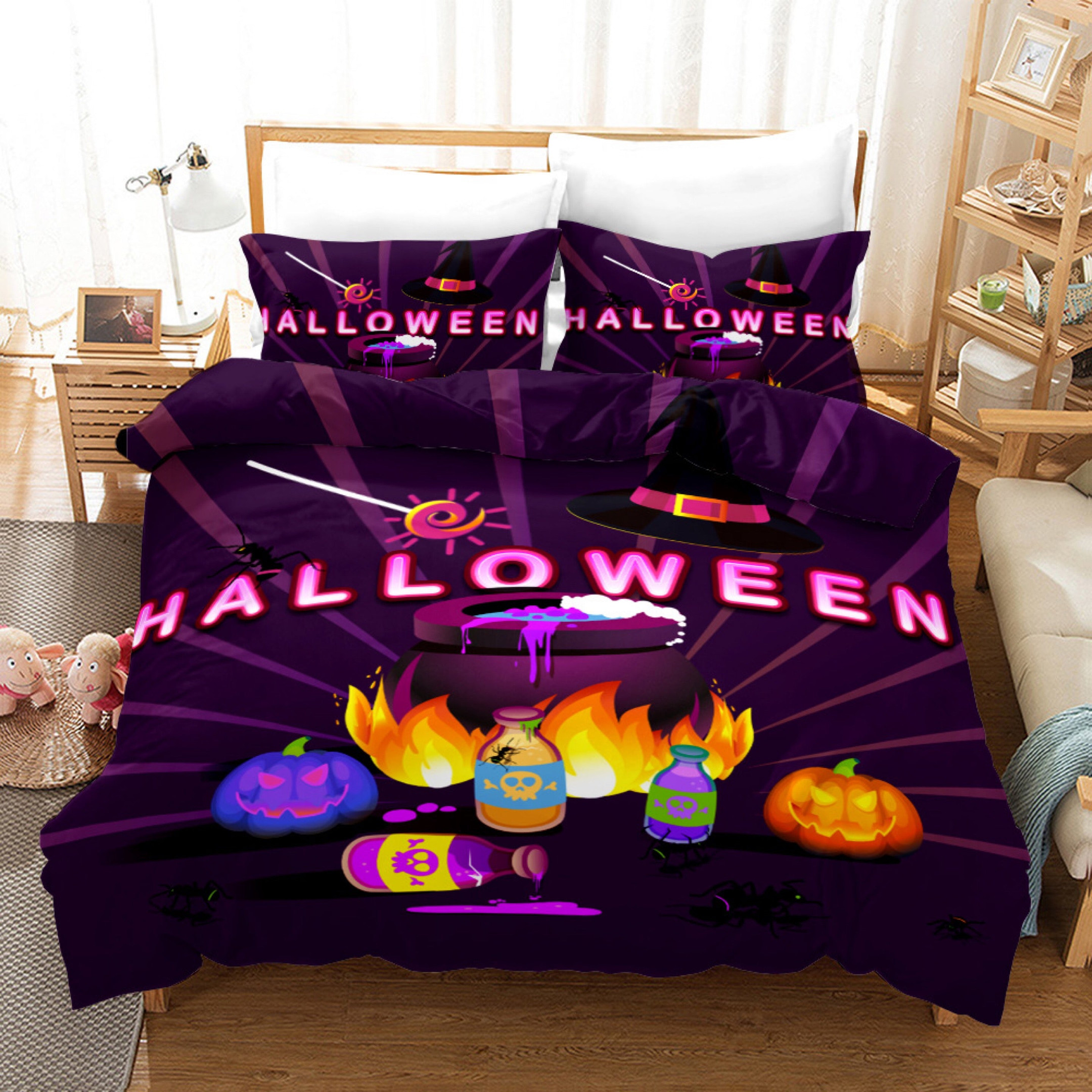 Halloween Pumpkin Duvet Cover Quilt Cover Pillowcase Bedding Set Bed Linen Home Bedroom Decor