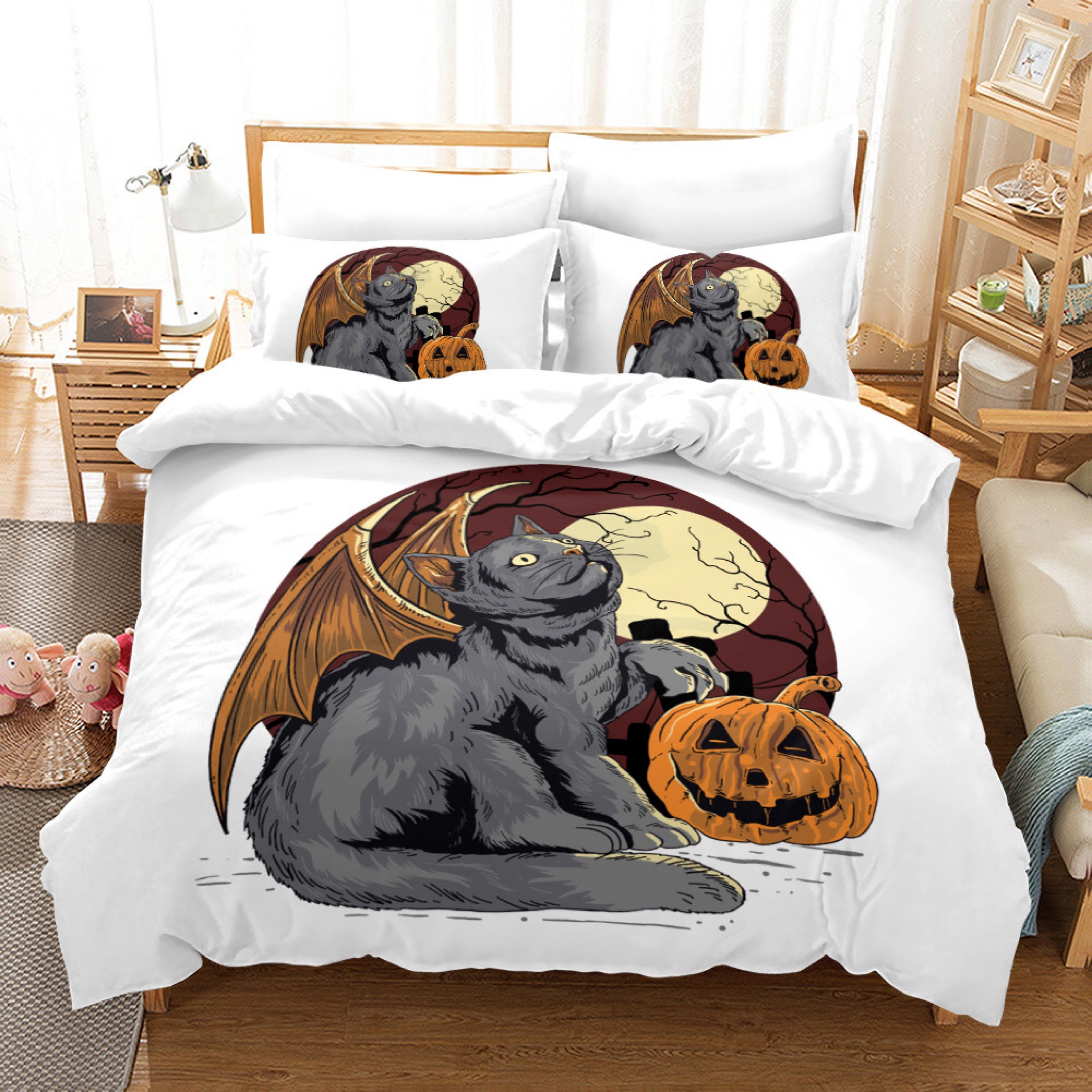 Halloween Pumpkin Duvet Cover Quilt Cover Pillowcase Bedding Set Bed Linen Home Bedroom Decor