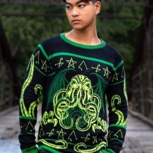 Halloween Rage Of Cthulhu Ugly Christmas Sweater, Perfect Holiday Gift