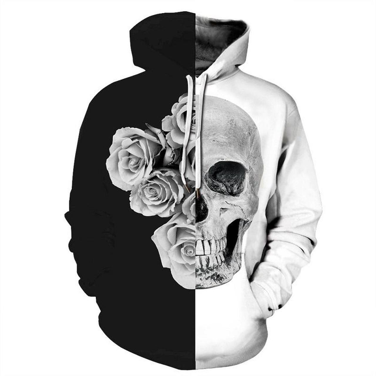 Halloween Skull And Rose 3D All Over Print Hoodie & Zip Hoodie
