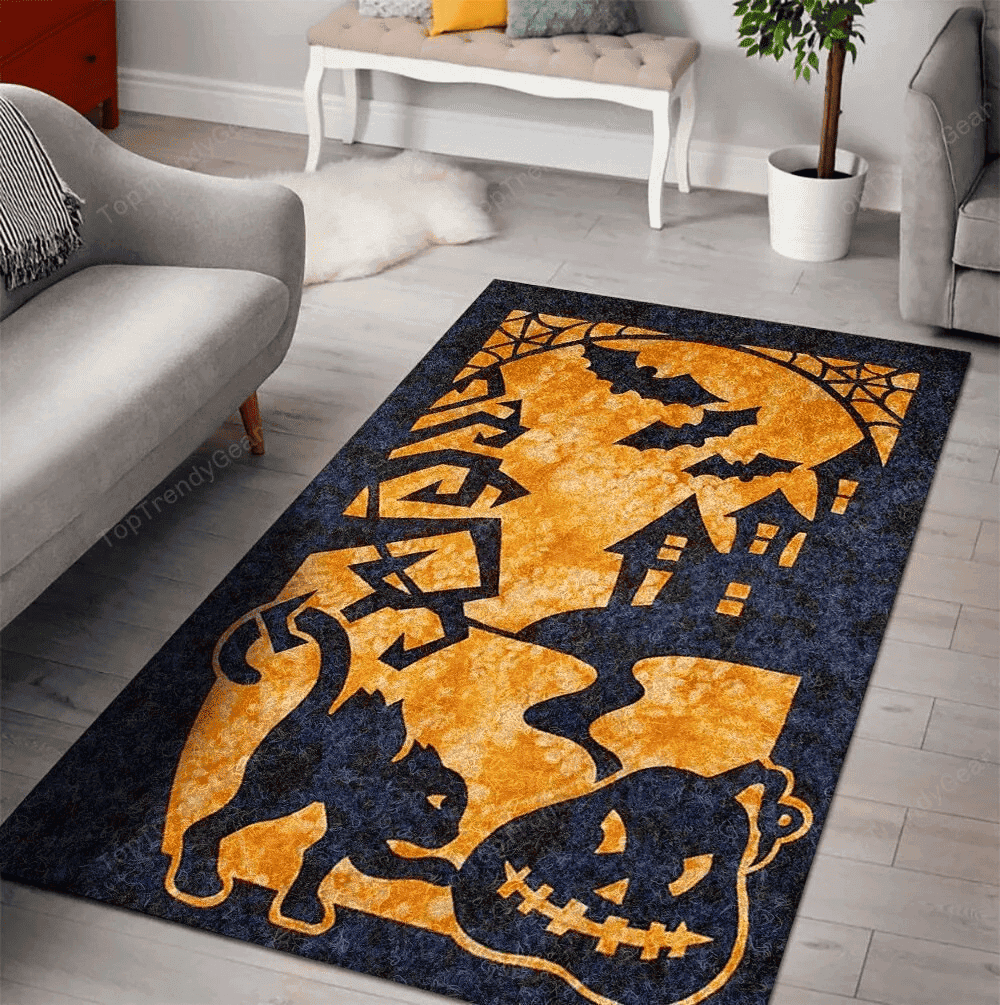 Halloween Witch Pumpkin Ghost Skull Spider Vampire Zombie Bats 3D Rectangle Area Rug – Full Print Carpet For Living Room & Bedroom Home Decor