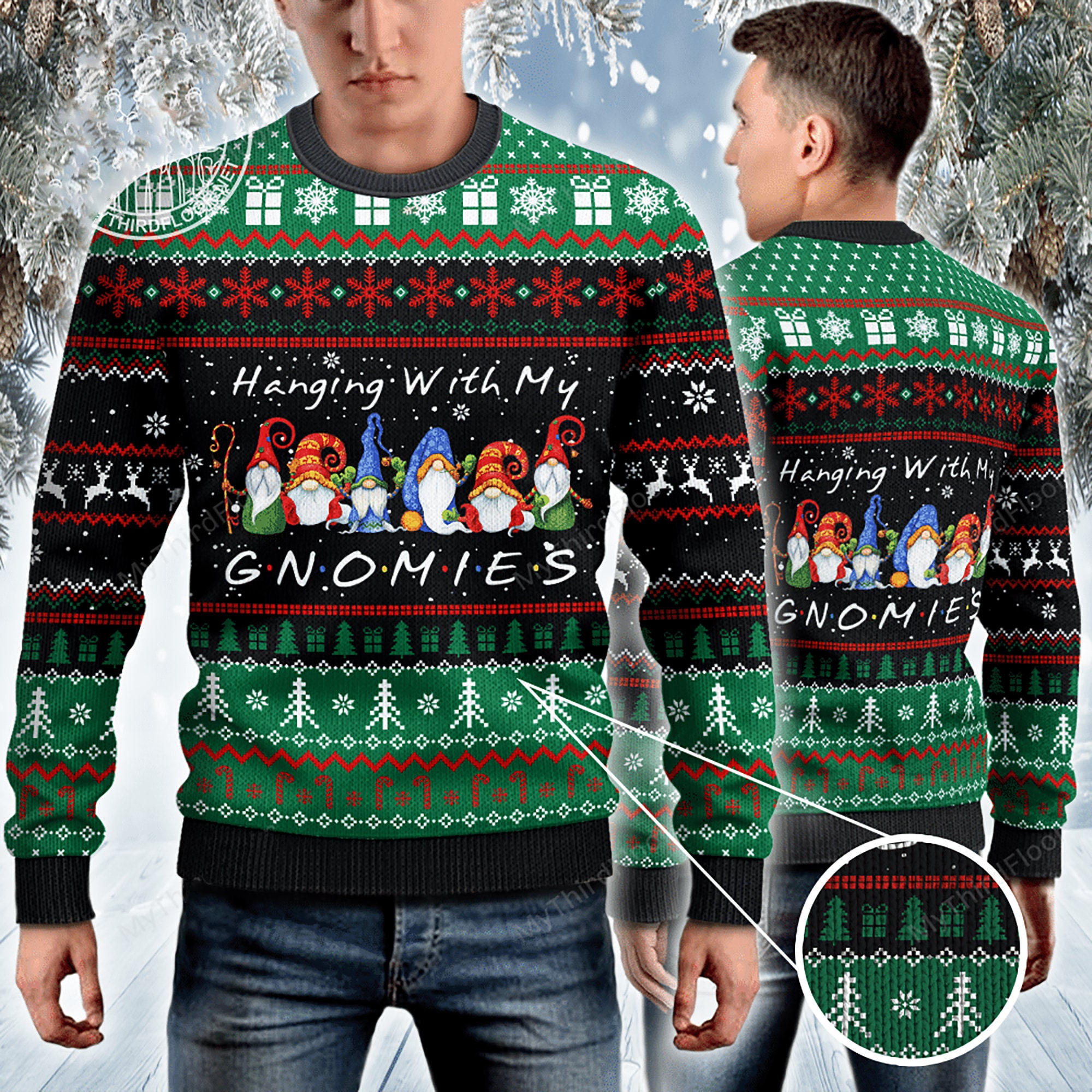 Hanging With My Gnomies Noel Ugly Christmas Sweater