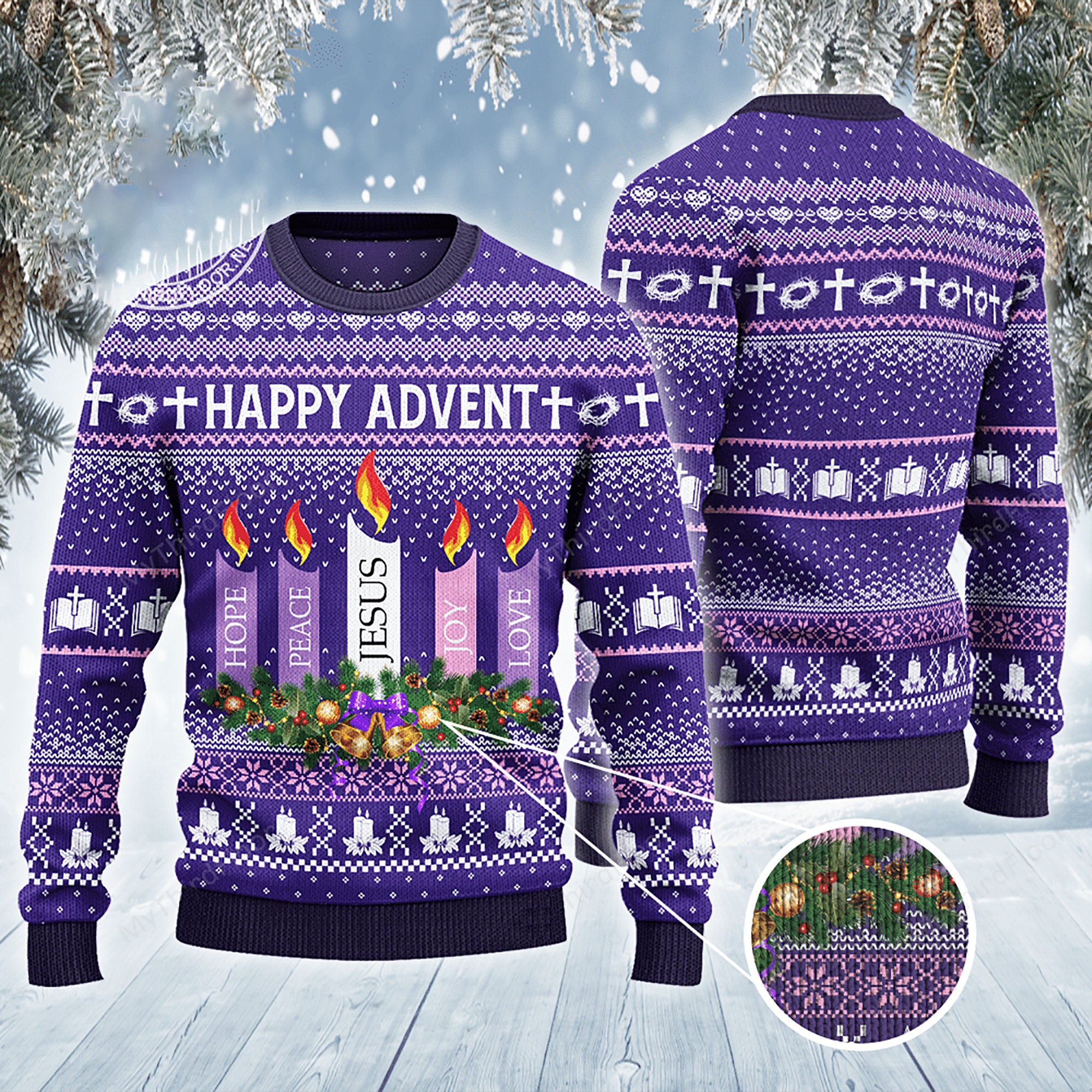 Happy Advent Hope Peace Jesus Joy Love Ugly Christmas Sweater