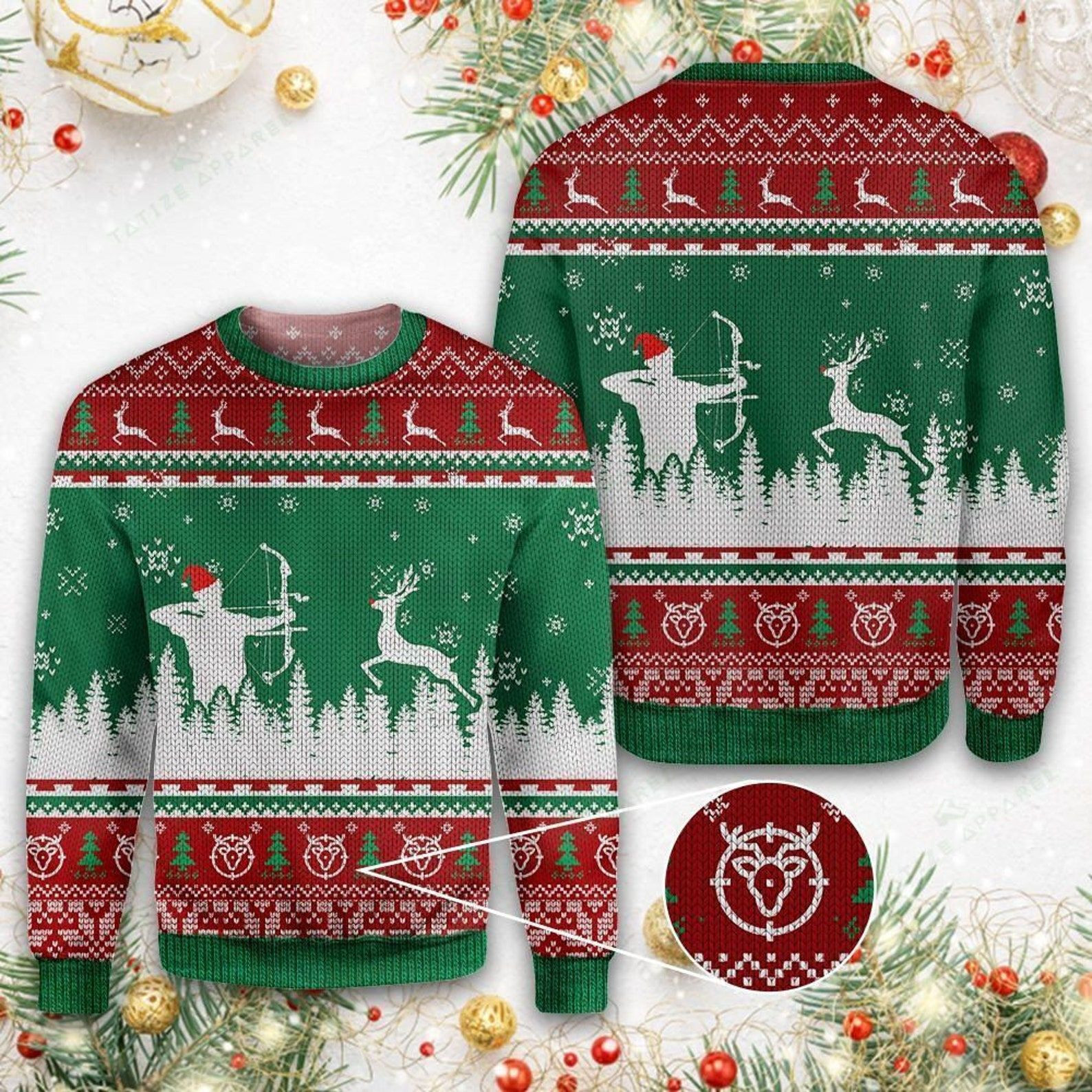 Happy Christmas Deer Hunting For Unisex Ugly Christmas Sweater,