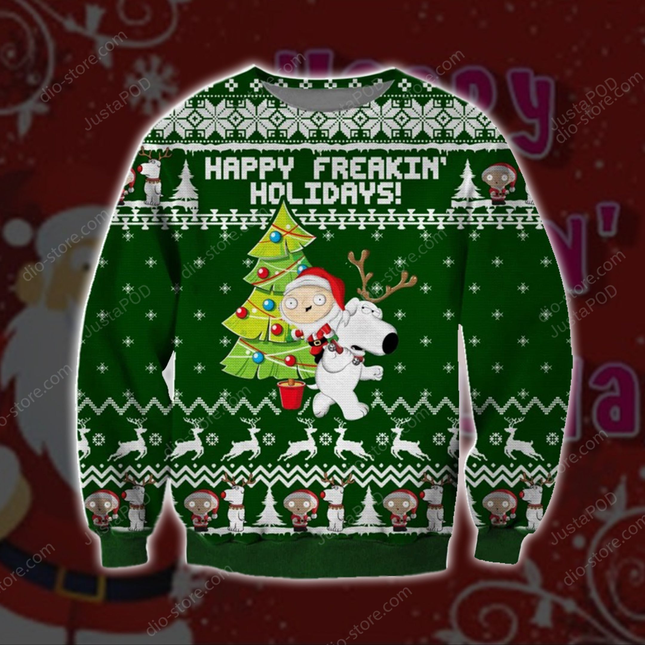Happy Freakin Holidays Knitting Pattern For Unisex Ugly Christmas Sweater,