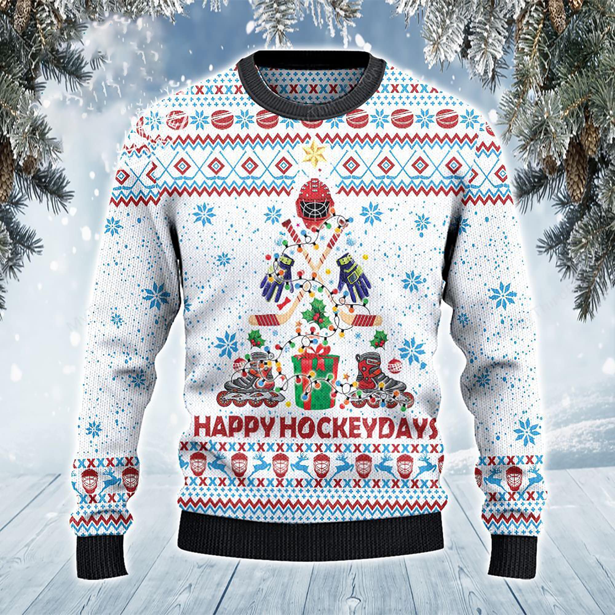 Happy Hockeydays Christmas Gift Ugly Christmas Sweater