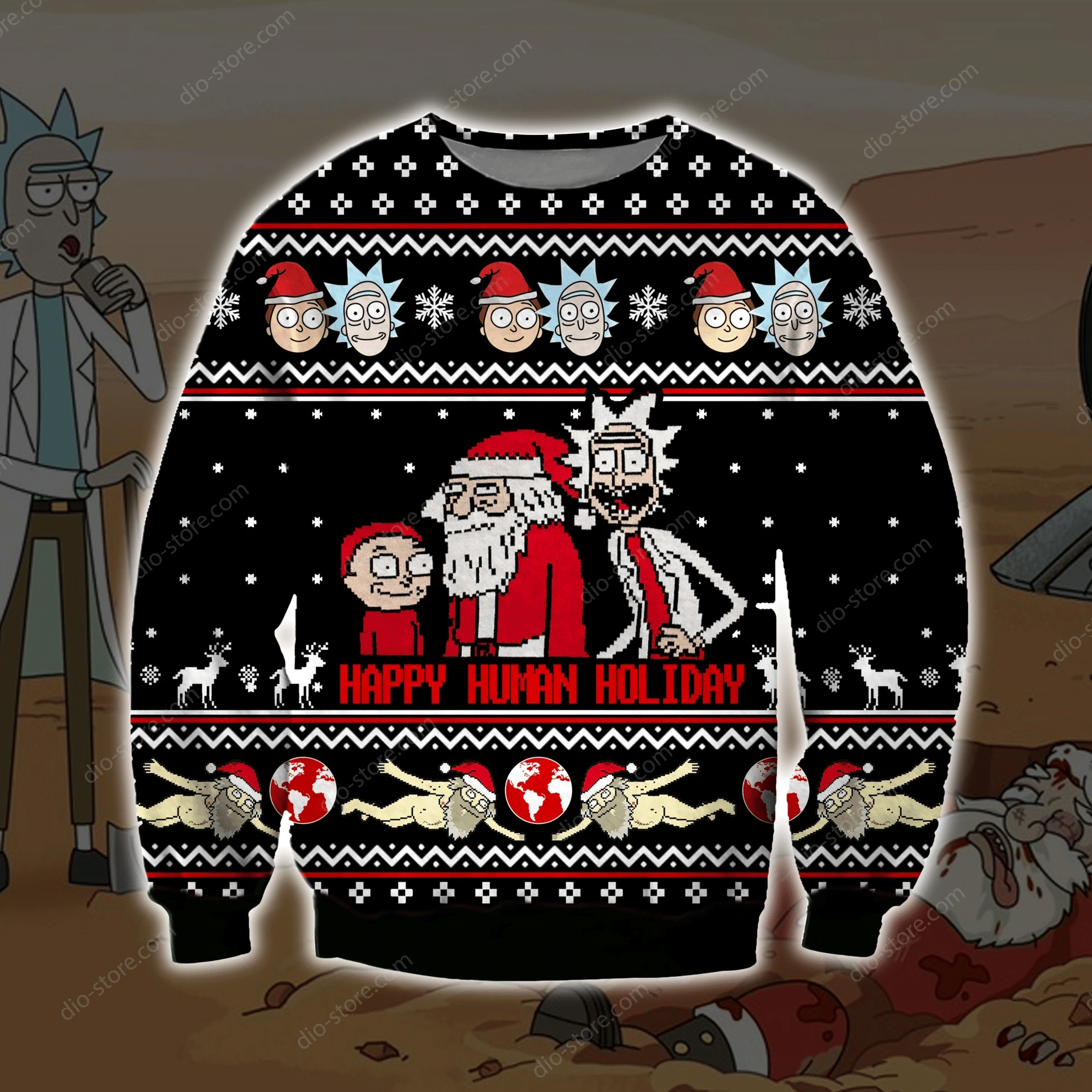 Happy Human Holiday Knitting Pattern 3D Print Ugly Christmas Sweater