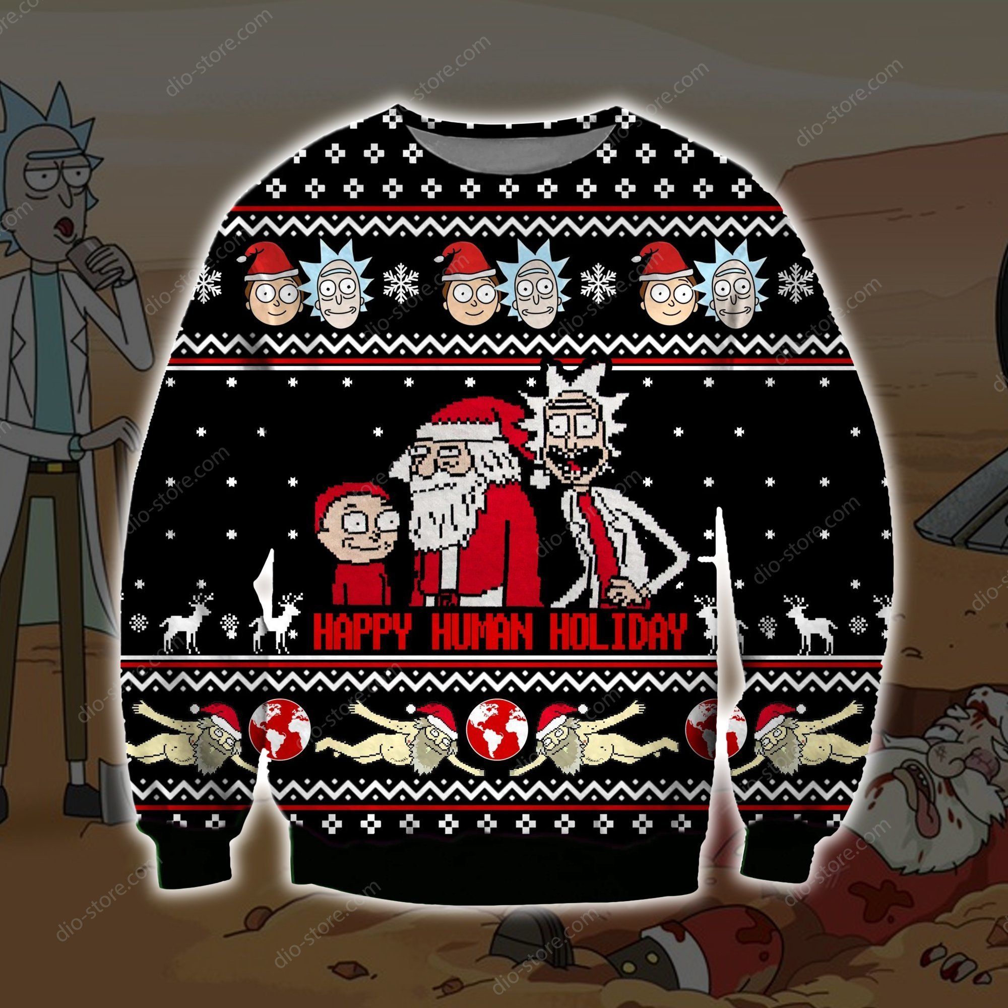 Happy Human Holiday Knitting Pattern 3D Print Ugly Christmas Sweater