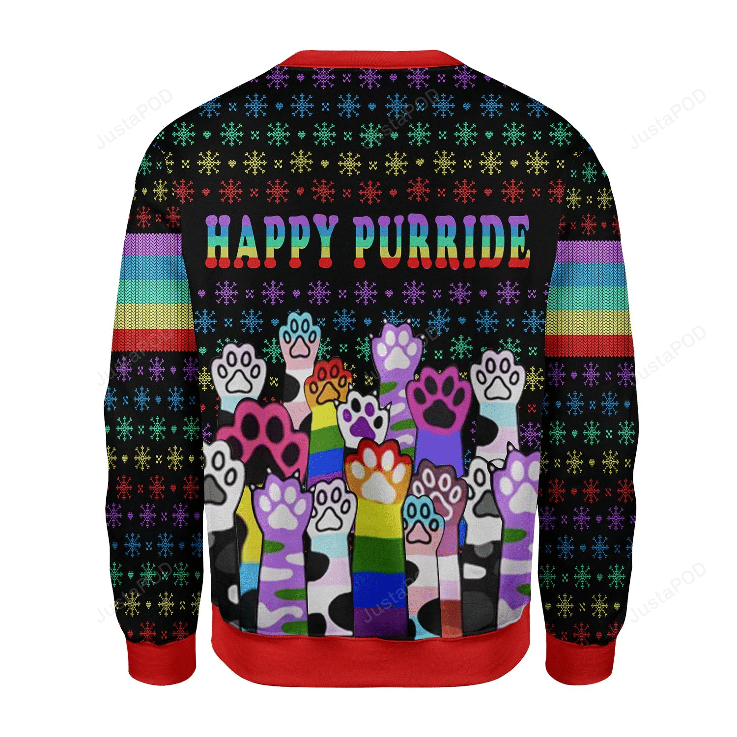 Happy Purride Cat Lgbt Ugly Christmas Sweater, Perfect Holiday Gift