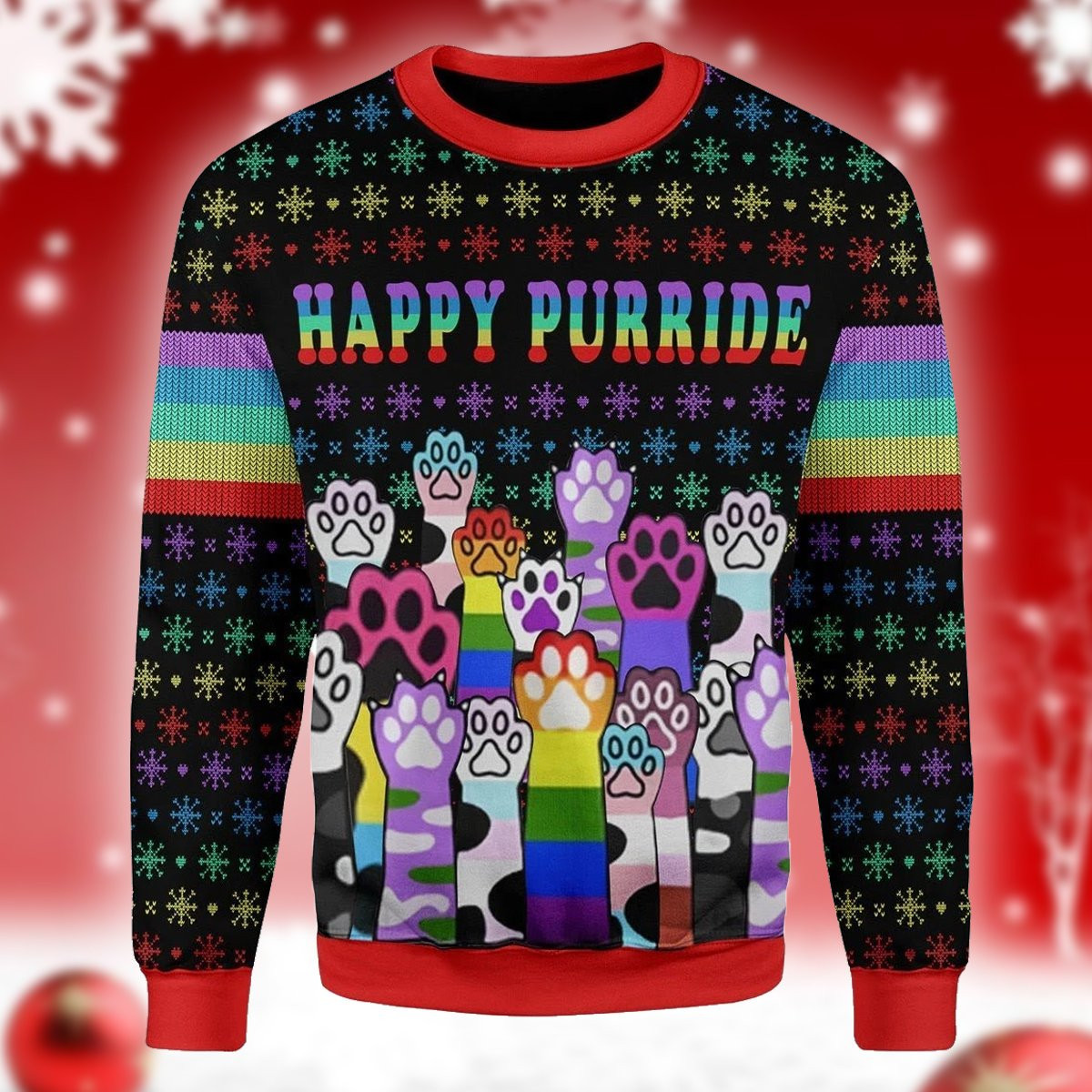 Happy Purride LGBT Ugly Christmas Sweater, Perfect Holiday Gift