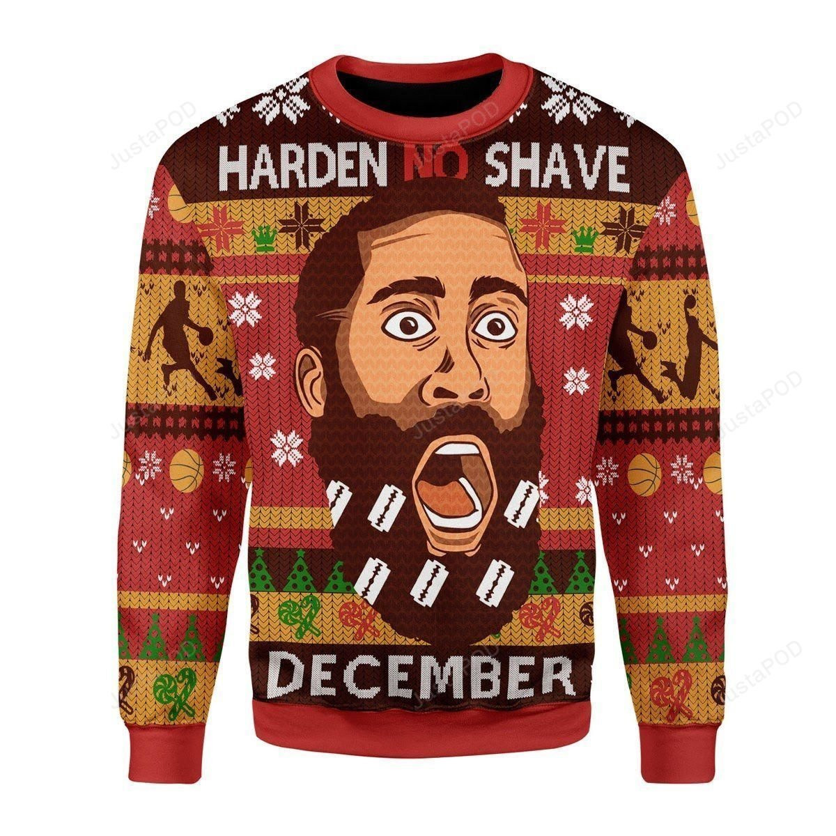 Harden No Shave December Ugly Christmas Sweater, Perfect Holiday Gift