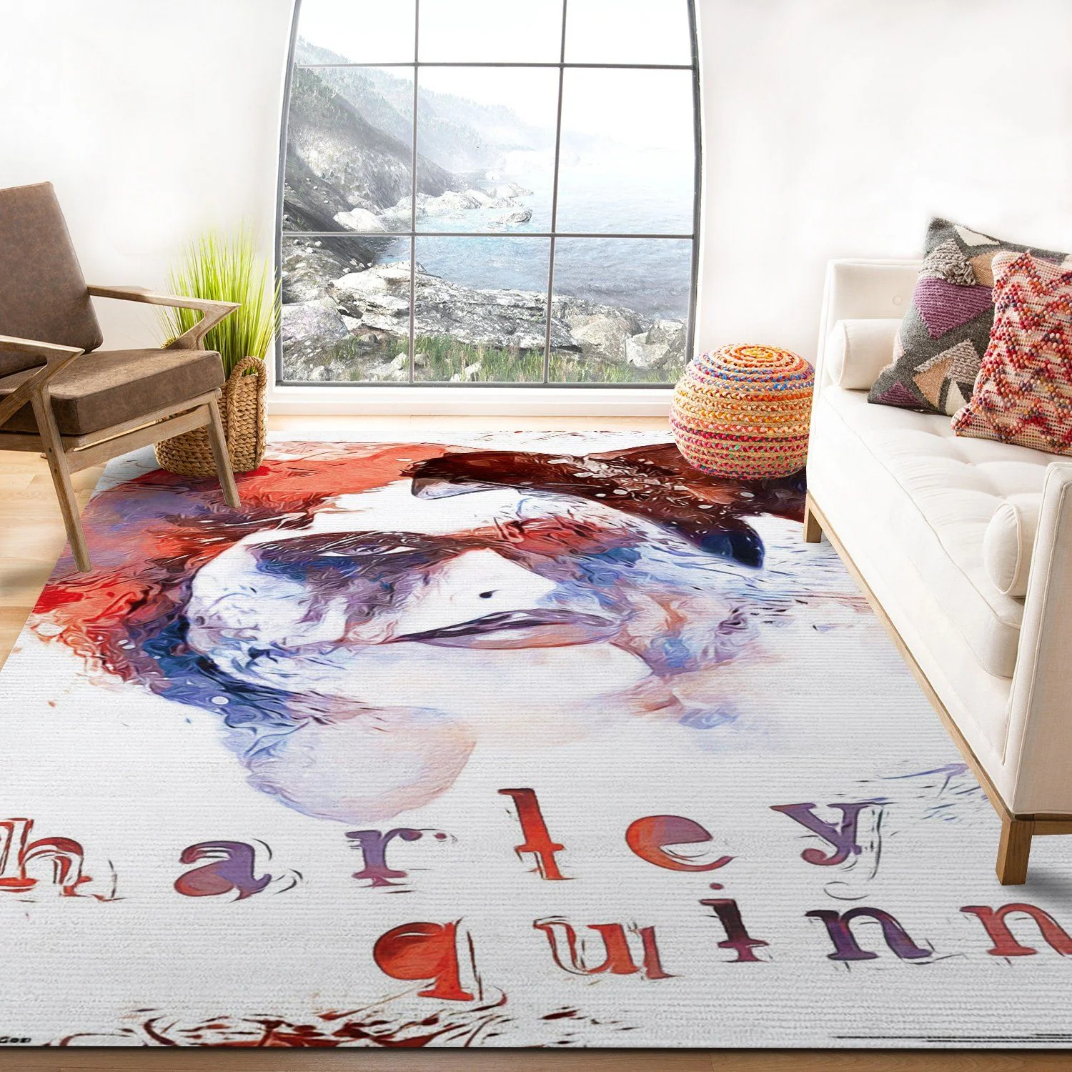 Harley Quinn Skull 3D Rectangle Area Rug – Full Print Carpet For Living Room & Bedroom Home Decor