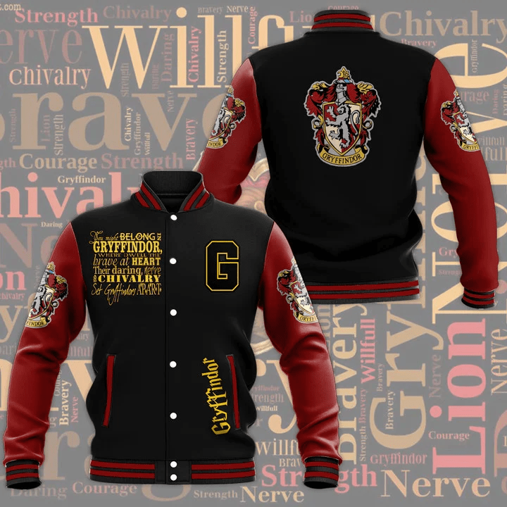 Harry Potter Gryffindor Fashion Baseball Jacket for Men & Women | Movie Fan Gift