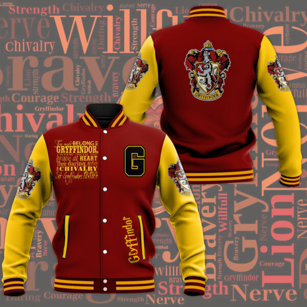 Harry Potter Gryffindor Fashion Baseball Jacket for Men & Women | Movie Fan Gift