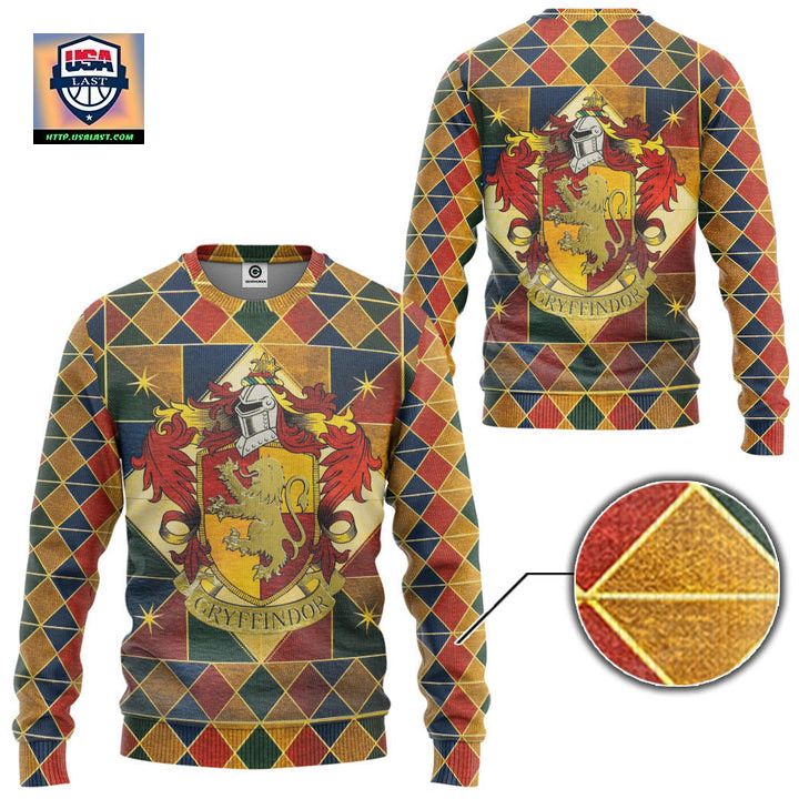 Harry Potter Gryffindor House Argyle Pattern Ugly Christmas Sweater