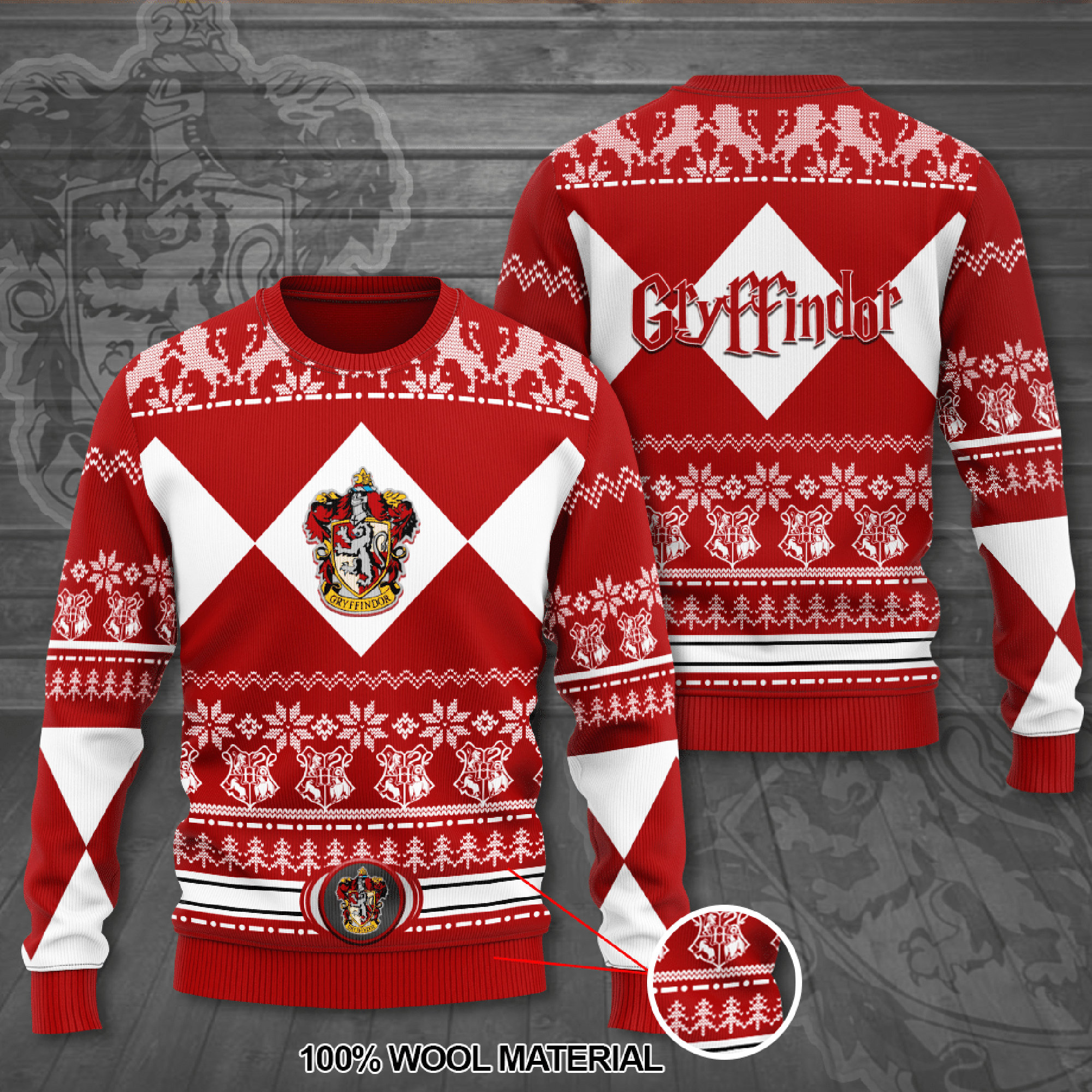 Harry Potter Gryffindor House Ugly Christmas Sweater