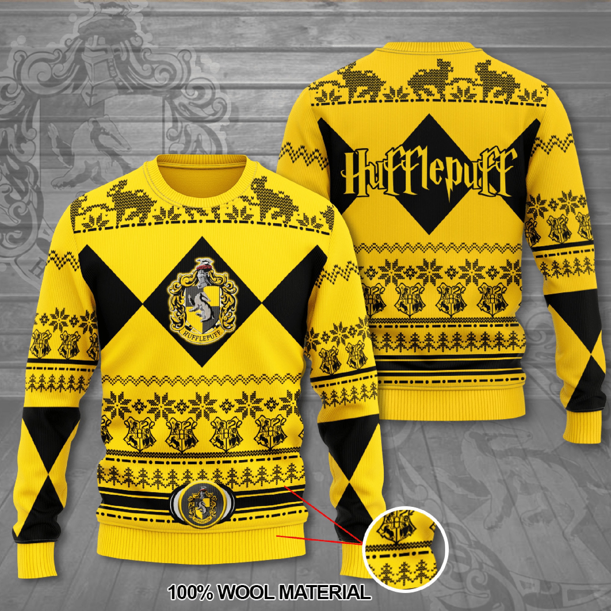 Harry Potter Hufflepuff House Ugly Christmas Sweater