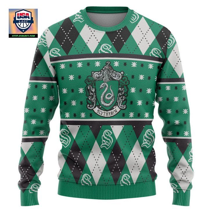 Harry Potter Slytherin Crest Yellow Christmas Sweater