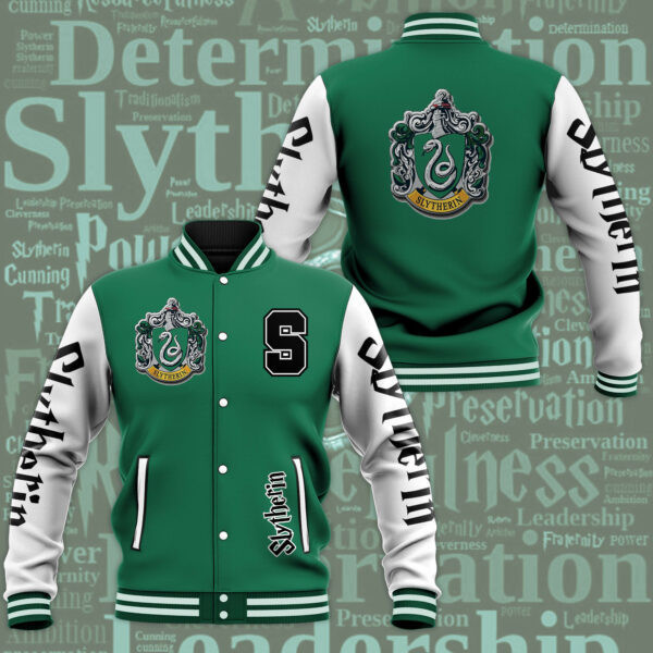 Harry Potter Slytherin Fashion Baseball Jacket for Men & Women | Movie Fan Gift
