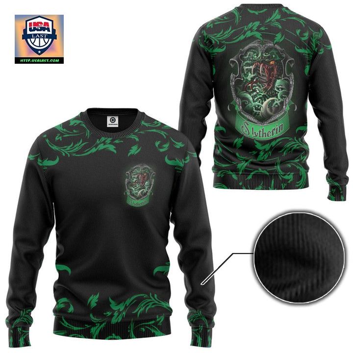 Harry Potter Slytherin House Logo Paisley Pattern Ugly Christmas Sweater