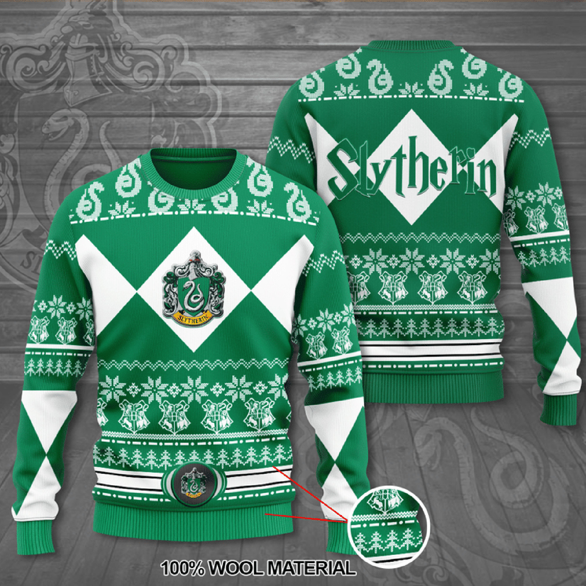 Harry Potter Slytherin House Ugly Christmas Sweater