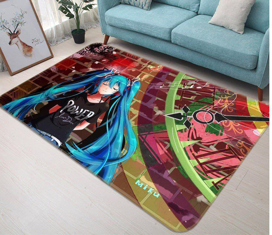 Hatsune Miku Anime 65 Rectangle Area Rug – Full Print Carpet For Living Room & Bedroom Home Decor