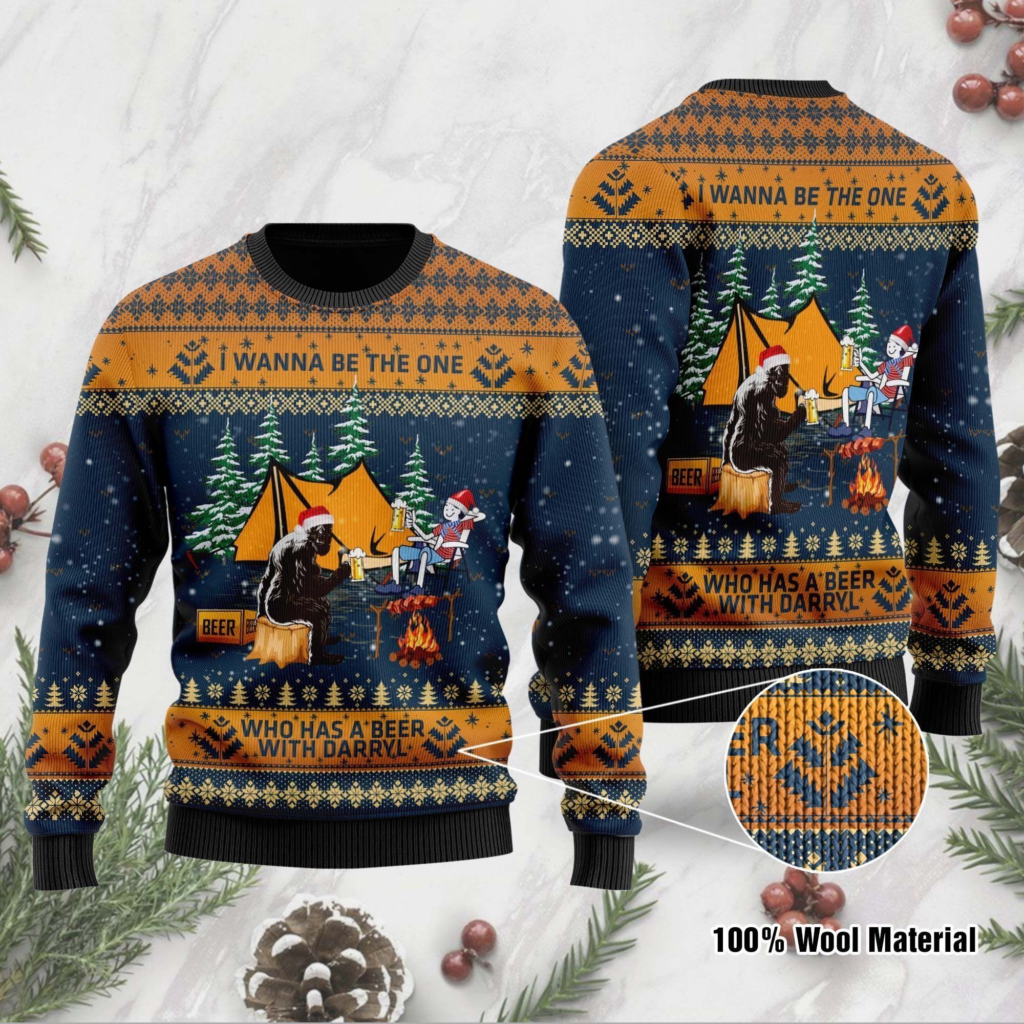 Have A Beer With Darryl Bigfoot Ugly Christmas Sweater
