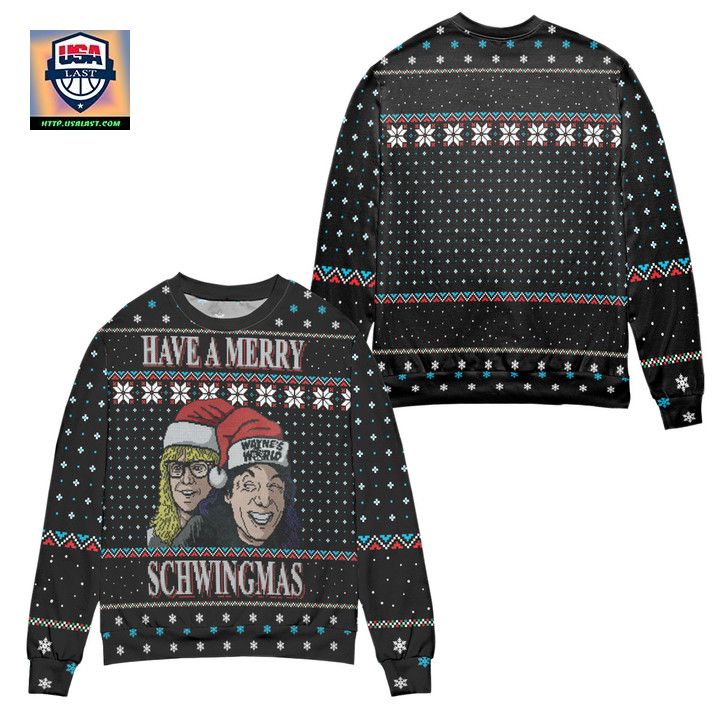 Have A Merry Schwingmas Waynes World Snowflake Ugly Christmas Sweater