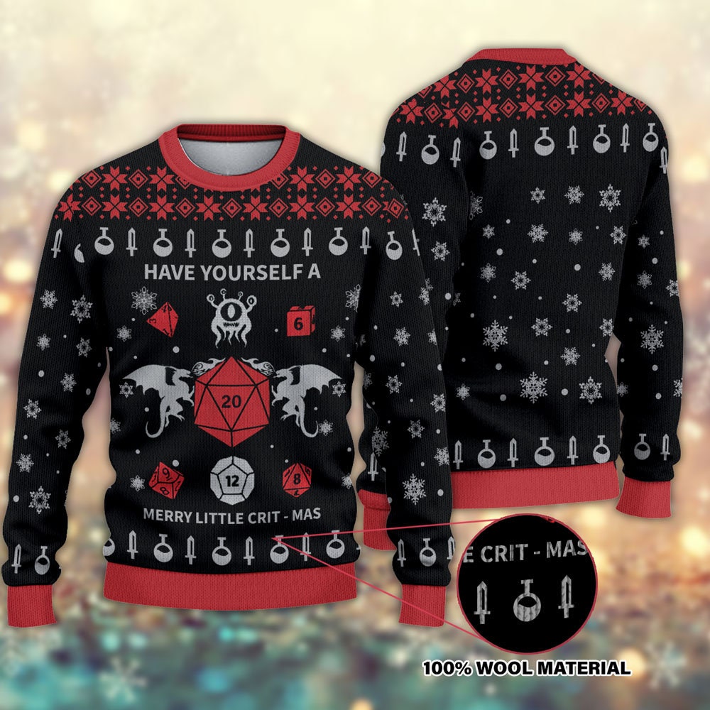 Have Yourself a Merry Little Crit Mas Ugly Christmas Sweater