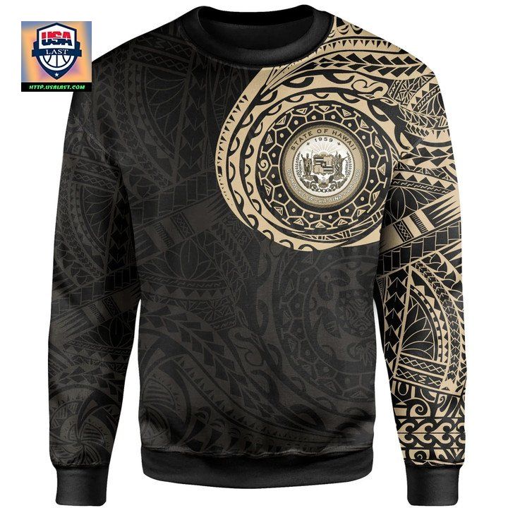 Hawaii In My Heart Tattoo Style Sweater New Version Knitted Long-Sleeved Sweater 