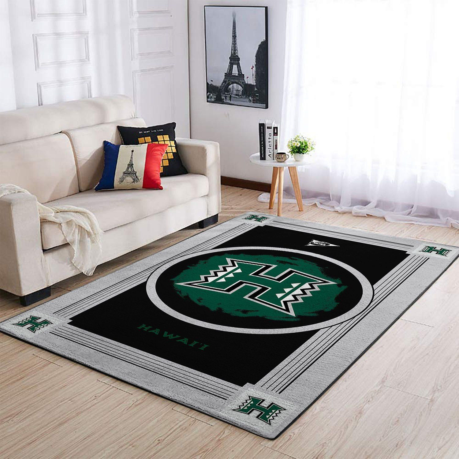 Hawaii Rainbow Warriors Team Logo Nice Gift Rectangle Area Rug – Full Print Carpet For Living Room & Bedroom Home Decor