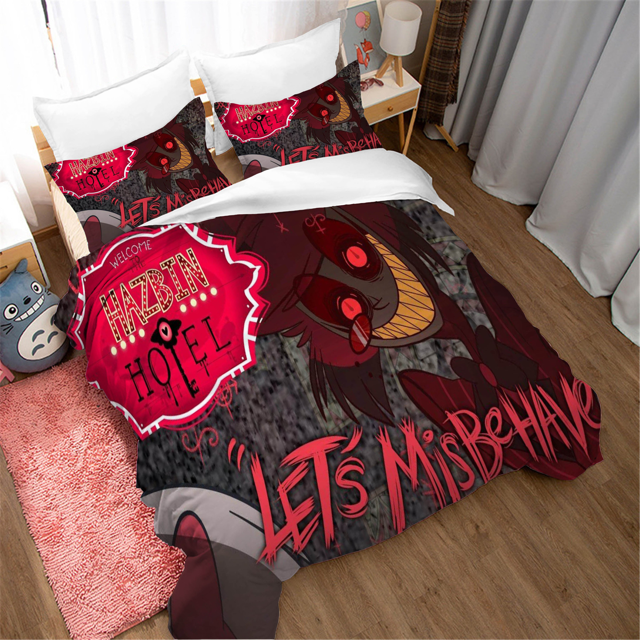 Hazbin Hotel Alastor Duvet Cover Quilt Cover Pillowcase Bedding Set Bed Linen Home Bedroom Decor